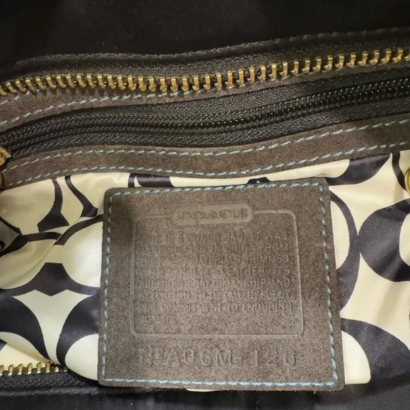 Coach Small Bag = Black Satin with blue tags - Picture 9 of 13